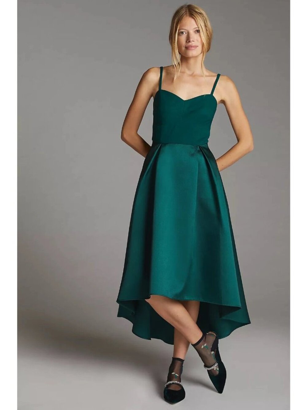 Anthropologie Hutch Emerald Green High Low Sweetheart Dress Size 8 NWT